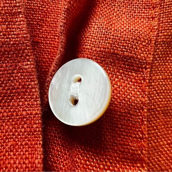 J.Jill Love Linen Zinnia Saffron Orange Shirtdress S Lagenlook Coastal - Picture 8 of 16